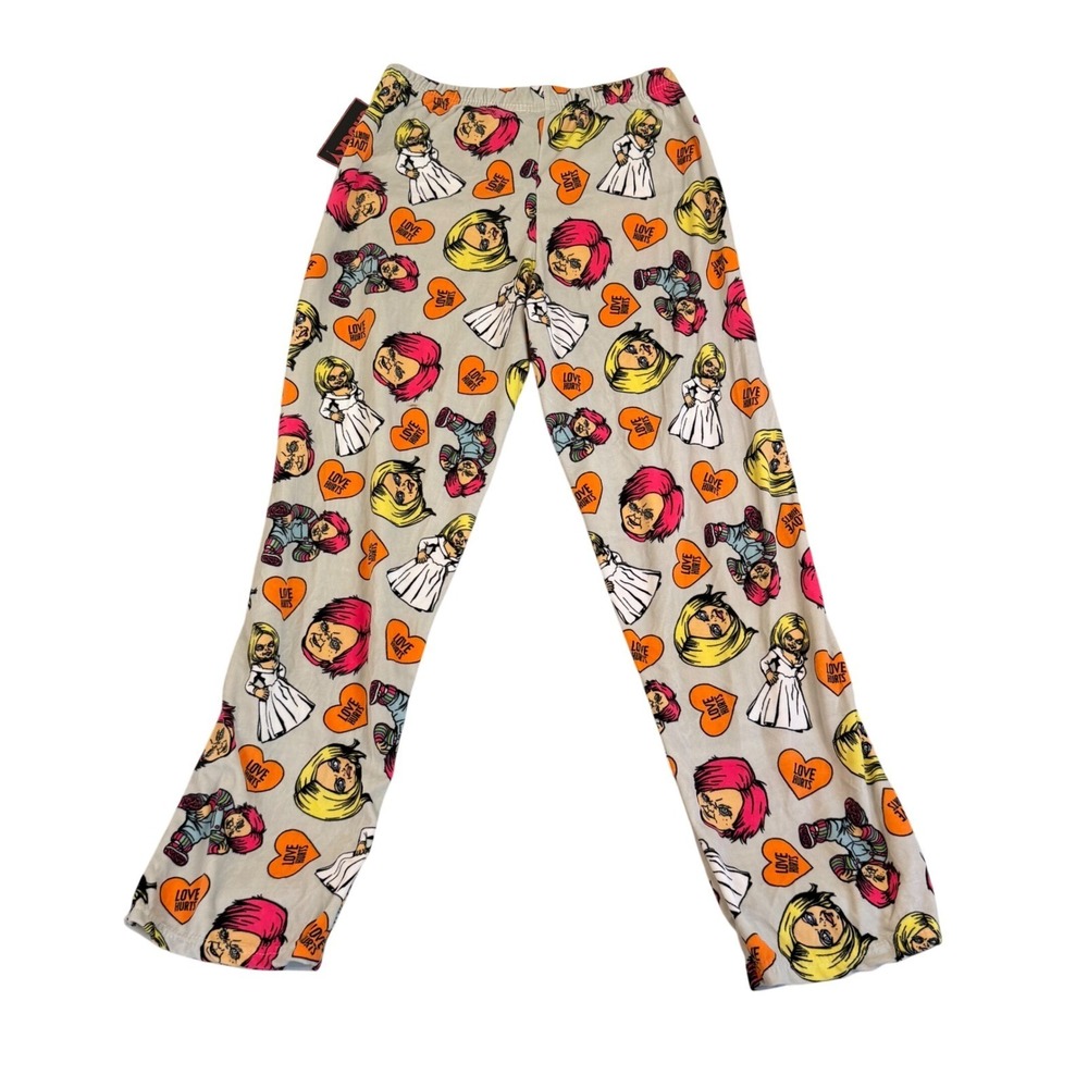 Chucky Love Hurts Pajama Pants Mens Small Gray Horror Movie Plush Lounge Bottoms